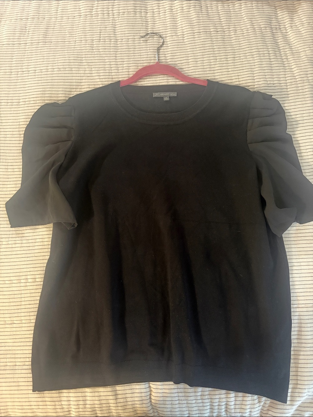 Adrianna Papell  Black Puff Sleeve Knit Top